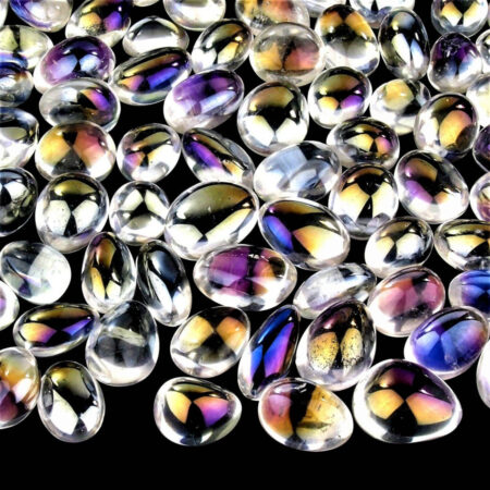 Aqua Aura Bergkristall Trommelsteine handpoliert Ø ca. 25 – 40 mm Edelsteine Heilsteine bei Wunderstein24
