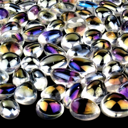 Aqua Aura Bergkristall Trommelsteine handpoliert Ø ca. 25 – 40 mm Edelsteine Heilsteine bei Wunderstein24