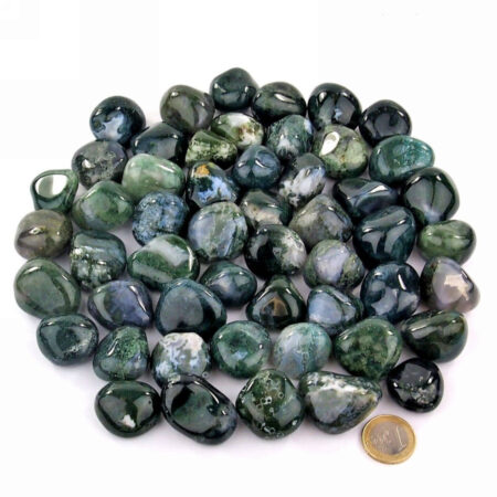Moosachat Trommelsteine Ø ca. 28 – 40 mm Edelsteine Heilsteine bei Wunderstein24