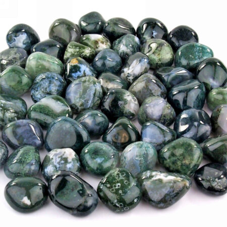 Moosachat Trommelsteine Ø ca. 28 – 40 mm Edelsteine Heilsteine bei Wunderstein24
