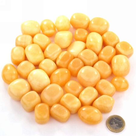 Orangencalcit Trommelsteine handpoliert Ø ca. 20 – 35 mm Edelsteine Heilsteine bei Wunderstein24