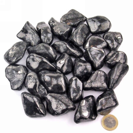 Schungit Trommelsteine Ø ca. 35 – 60 mm Edelsteine Heilsteine bei Wunderstein24
