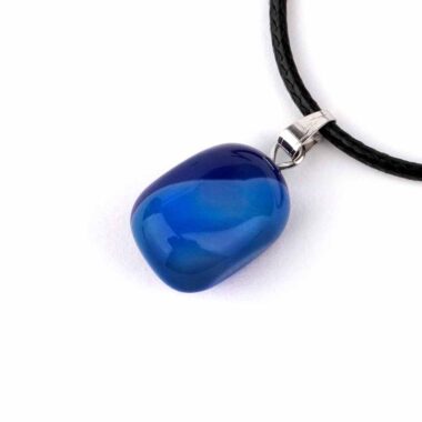 Achat blau Anhänger mit silberner Öse Edelsteine Heilsteine bei Wunderstein24