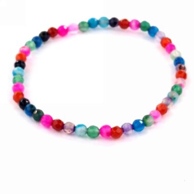 Achat bunt facettiertes Kugel Edelstein Armband flexibel und dehnbar Edelsteine Heilsteine bei Wunderstein24