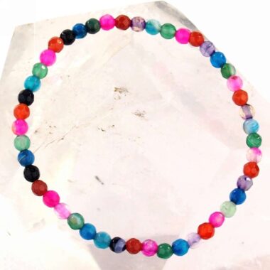 Achat bunt facettiertes Kugel Edelstein Armband flexibel und dehnbar Edelsteine Heilsteine bei Wunderstein24