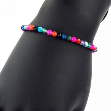 Achat bunt facettiertes Kugel Edelstein Armband flexibel und dehnbar Edelsteine Heilsteine bei Wunderstein24