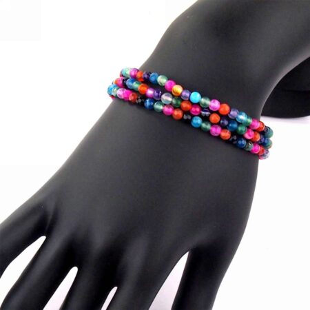 Achat bunt facettiertes Kugel Edelstein Armband flexibel und dehnbar Edelsteine Heilsteine bei Wunderstein24