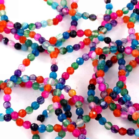 Achat bunt facettiertes Kugel Edelstein Armband flexibel und dehnbar Edelsteine Heilsteine bei Wunderstein24