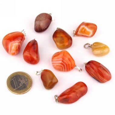 Achat Natur Anhänger rot mit silberner Öse Edelsteine Heilsteine bei Wunderstein24