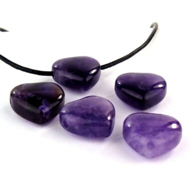 Amethyst Herz Anhänger seitlich gebohrt Ø 20 mm Edelsteine Heilsteine bei Wunderstein24
