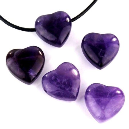Amethyst Herz Anhänger seitlich gebohrt Ø 20 mm Edelsteine Heilsteine bei Wunderstein24