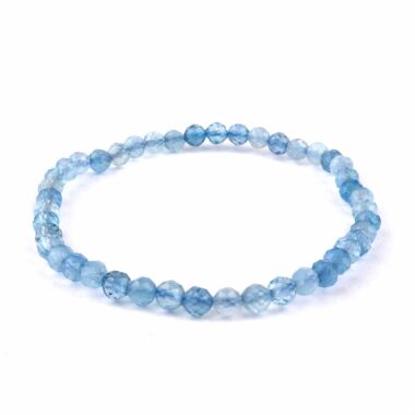 Aquamarin facettiertes Ø 4,5 mm Kugel | Perlen Armband AAA-Qualität flexibel und dehnbar Edelsteine Heilsteine bei Wunderstein24