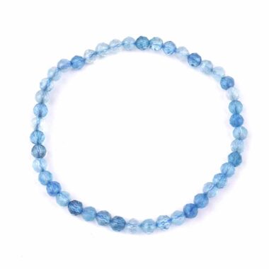 Aquamarin facettiertes Ø 4,5 mm Kugel | Perlen Armband AAA-Qualität flexibel und dehnbar Edelsteine Heilsteine bei Wunderstein24