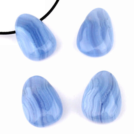 Chalcedon Cabochon Anhänger blau seitlich gebohrt Edelsteine Heilsteine bei Wunderstein24