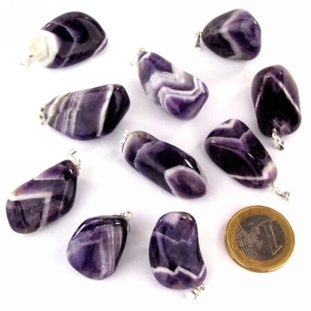 Amethyst Chevron Anhänger mit silberner Öse Edelsteine Heilsteine bei Wunderstein24