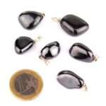 Obsidian schwarz Anhänger mit silberner Öse Edelsteine Heilsteine bei Wunderstein24