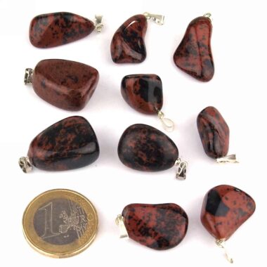 Mahagoni Obsidian Anhänger mit silberner Öse Edelsteine Heilsteine bei Wunderstein24