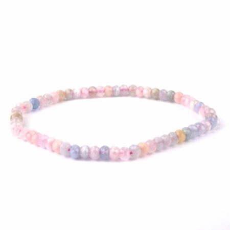 Morganit | Beryll Ø 4,5 mm facettiertes Perlen | Kugel Armband flexibel und dehnbar Edelsteine Heilsteine bei Wunderstein24