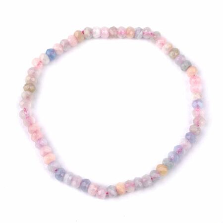 Morganit | Beryll Ø 4,5 mm facettiertes Perlen | Kugel Armband flexibel und dehnbar Edelsteine Heilsteine bei Wunderstein24
