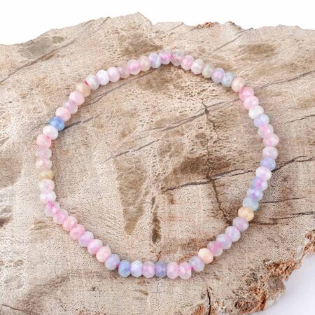 Morganit | Beryll Ø 4,5 mm facettiertes Perlen | Kugel Armband flexibel und dehnbar Edelsteine Heilsteine bei Wunderstein24