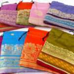 Sari Geschenksäckchen bunt groß Handarbeit aus Indien Edelsteine Heilsteine bei Wunderstein24