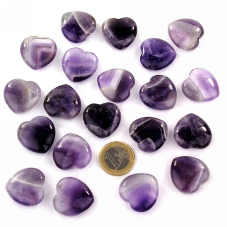 Amethyst Herz Ø ca. 25 mm A – Qualität aus Brasilien Edelsteine Heilsteine bei Wunderstein24
