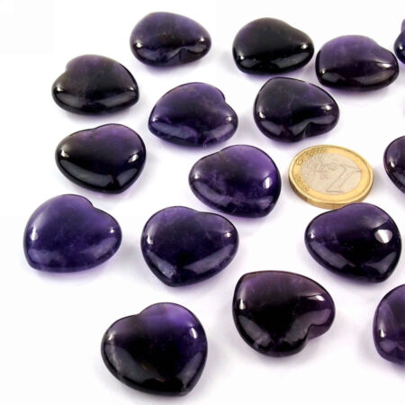 Amethyst Herz Ø ca. 25 mm AA – Qualität aus Brasilien Edelsteine Heilsteine bei Wunderstein24