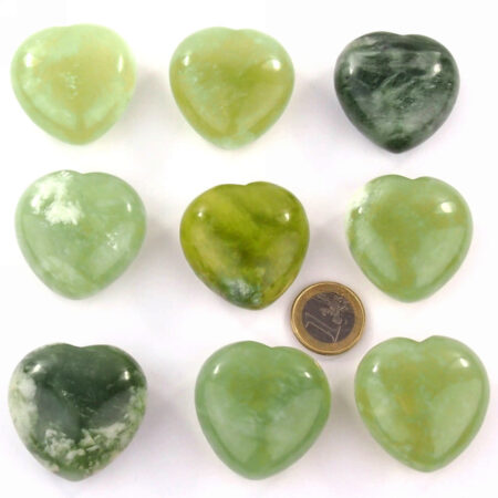 Jade | Serpentin großes Herz Ø ca. 40 mm AA – Qualität Edelsteine Heilsteine bei Wunderstein24