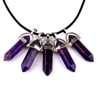 Amethyst Spitze | Doppelender Anhänger mit silberner Öse Edelsteine Heilsteine bei Wunderstein24