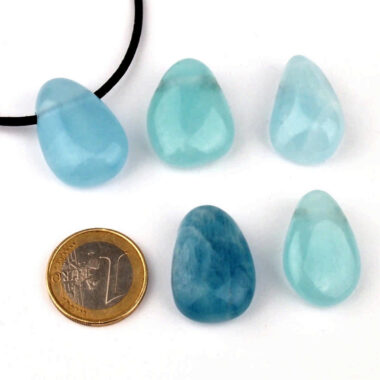 Aquamarin | Beryll Cabochon Anhänger seitlich gebohrt Edelsteine Heilsteine bei Wunderstein24