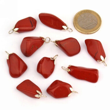 Jaspis rot Anhänger mit 925 Sterling-Silber Öse Edelsteine Heilsteine bei Wunderstein24