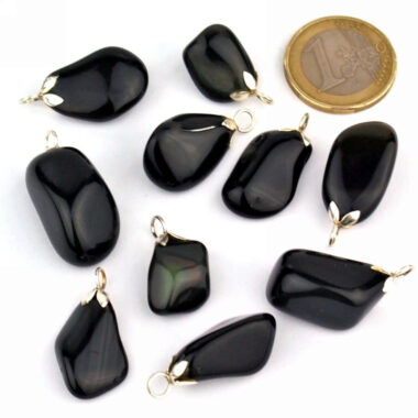Regenbogen-Obsidian Anhänger mit 925 Sterling-Silber Öse Edelsteine Heilsteine bei Wunderstein24