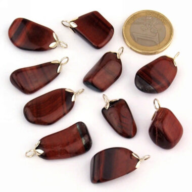 Tigerauge rot Anhänger mit 925 Sterling-Silber Öse Edelsteine Heilsteine bei Wunderstein24