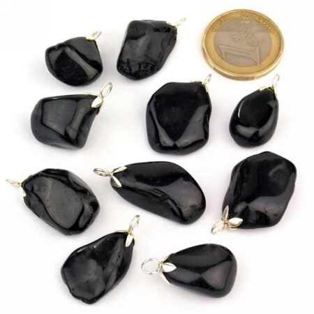 Turmalin schwarz Anhänger mit 925 Sterling-Silber Öse Edelsteine Heilsteine bei Wunderstein24