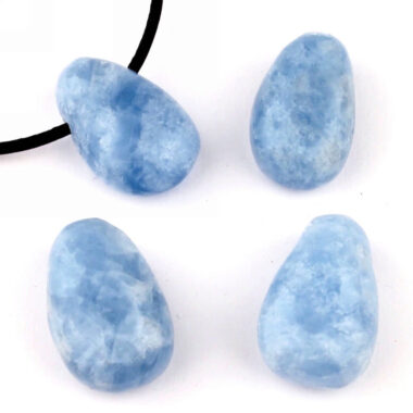 Calcit blau Cabochon Anhänger seitlich gebohrt Edelsteine Heilsteine bei Wunderstein24