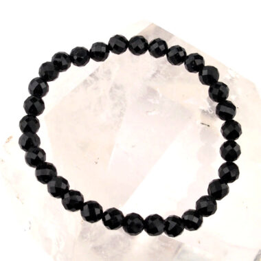 Turmalin schwarz facettiert Ø 6,5 mm Edelstein Armband flexibel und dehnbar Edelsteine Heilsteine bei Wunderstein24