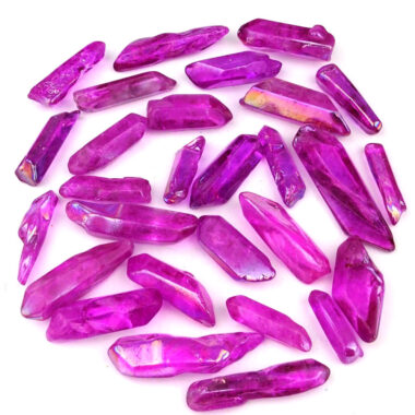 Aqua Aura Bergkristall – Spitzen lila Länge je ca. 30 – 60 mm Edelsteine Heilsteine bei Wunderstein24