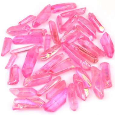 Aqua Aura Bergkristall – Spitzen rosa Länge je ca. 30 – 60 mm Edelsteine Heilsteine bei Wunderstein24