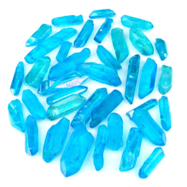 Aqua Aura Bergkristall – Spitzen türkis Länge je ca. 30 – 60 mm Edelsteine Heilsteine bei Wunderstein24