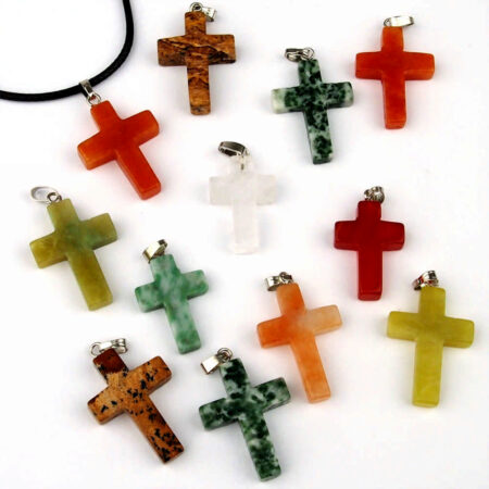 Edelstein Kreuz – Anhänger mit silbernen Ösen Edelsteine Heilsteine bei Wunderstein24