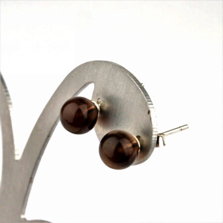 Rauchquarz Ø 6 mm Kugel Ohrstecker Paar & 925 Sterling-Silber Edelsteine Heilsteine bei Wunderstein24