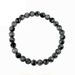 Schneeflocken Obsidian Ø 6 mm Kugel Edelstein Armband flexibel und dehnbar Edelsteine Heilsteine bei Wunderstein24