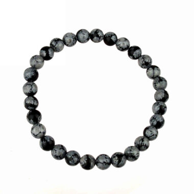 Schneeflocken Obsidian Ø 6 mm Kugel Edelstein Armband flexibel und dehnbar Edelsteine Heilsteine bei Wunderstein24