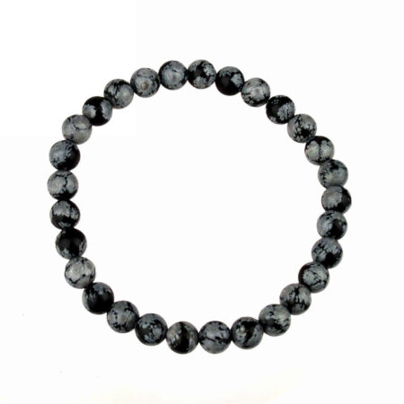 Schneeflocken Obsidian Ø 6 mm Kugel Edelstein Armband flexibel und dehnbar Edelsteine Heilsteine bei Wunderstein24