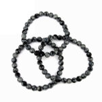 Schneeflocken Obsidian Ø 6 mm Kugel Edelstein Armband flexibel und dehnbar Edelsteine Heilsteine bei Wunderstein24