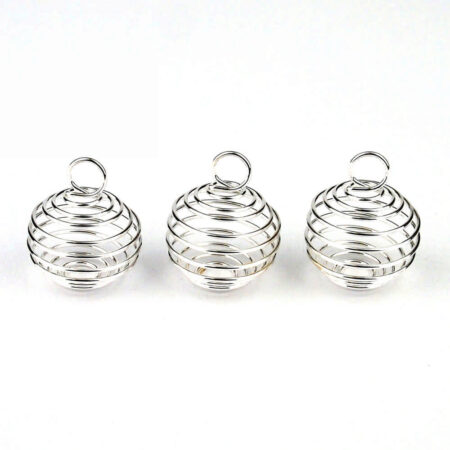 Spirale Anhänger Ø 25 mm Silber rhodiniert Edelstein | Perlen Käfig mit Öse Edelsteine Heilsteine bei Wunderstein24