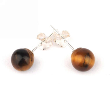 Tigerauge Ø 6 mm Kugel Ohrstecker Paar & 925 Sterling-Silber Edelsteine Heilsteine bei Wunderstein24
