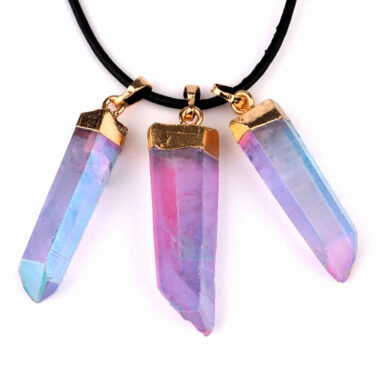 Aqua | Angel Aura Lemuria-Bergkristall Spitzen Anhänger mit Öse Gold rhodiniert Edelsteine Heilsteine bei Wunderstein24