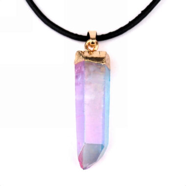 Aqua | Angel Aura Lemuria-Bergkristall Spitzen Anhänger mit Öse Gold rhodiniert Edelsteine Heilsteine bei Wunderstein24