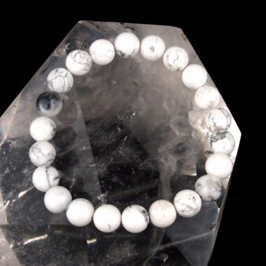 Magnesit weiß Ø 8 mm Kugel Edelstein Armband flexibel und dehnbar Edelsteine Heilsteine bei Wunderstein24